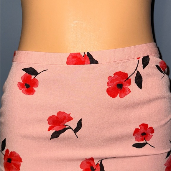 Zara Pink Floral Midi Skirt - Size Small - Picture 5 of 6